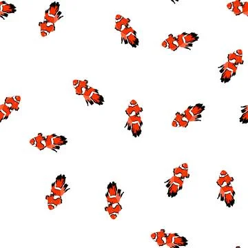 Pattern anemone clown fish cartoon vector Illustrazione stock