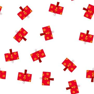 Pattern angpao red envelope with chinese knot and tassel Stock Illustration