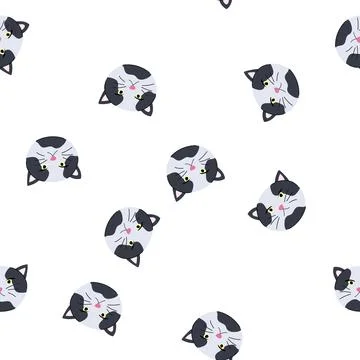 Pattern animal cat face cartoon vector Stock Illustration