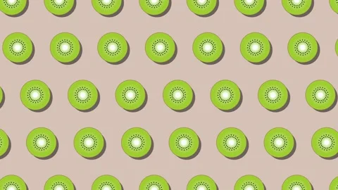 Pattern of animated fruit icons of Kiwi on brown background Stock Footage 174891726