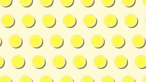 Pattern of animated fruit icons of Lemon on yellow background Stock Footage 174891126