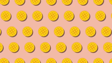 Pattern of animated fruit icons of Mango on an orange background. Seamless loop  Stock Footage 174892792