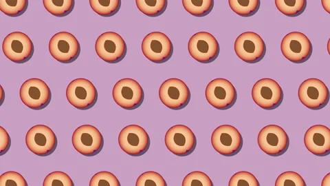 Pattern of animated fruit icons of Plum on violet background Video stock 174891854
