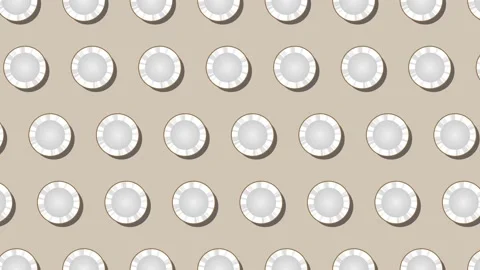 Pattern of animated icons of Coconut on brown background. Seamless loop food Stock Footage 174893288