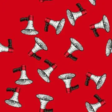 Pattern announce megaphone sketch hand drawn Stock Illustration