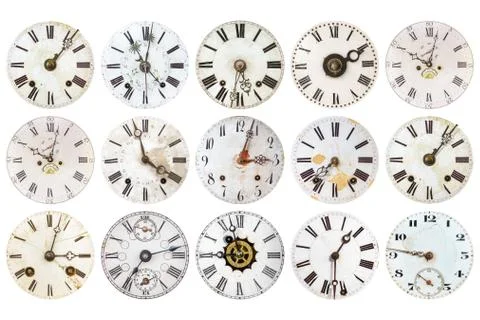 Pattern of antique weathered clocks 스톡 사진