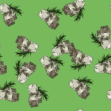 Pattern appetizer feta cheese sketch hand drawn Stock Illustration