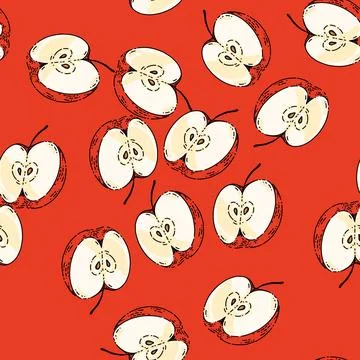 Pattern apple piece sketch hand drawn イラスト素材
