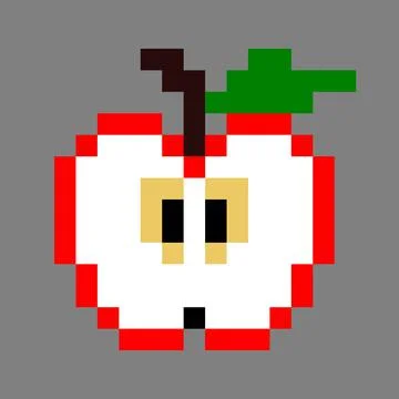 Pattern apple. Pixel apple image. Vector Illustration of pixel art. Illustrazione stock