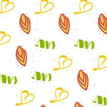 A pattern with Apple sliced , line peel, and orange peel hearts on white backgro Stock-Illustration