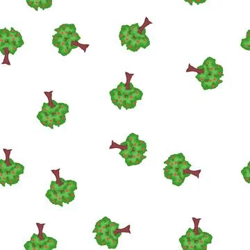Pattern apple tree growing red fruits on green leaves Illustrazione stock