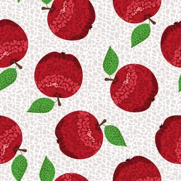 Pattern with apples in mosaic style Stock Illustration
