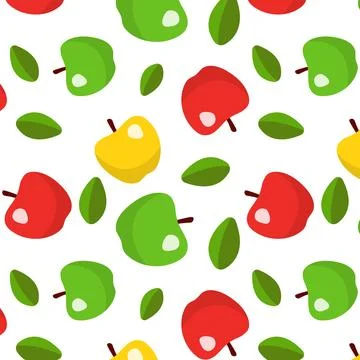 Pattern apples on a transparent background in the style of flat vector grap.. Stock Illustration