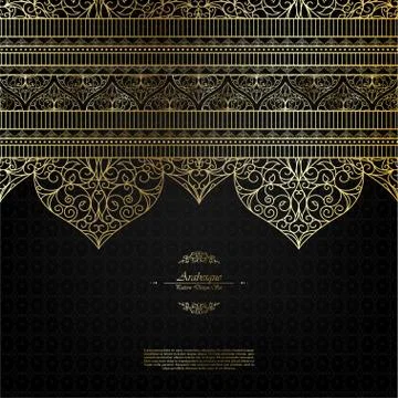 Pattern arabesque islamic element classy black and gold background vector 스톡 일러스트