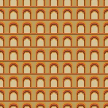A pattern of arches in a tan and orange color Stock Illustration