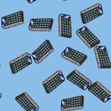 Pattern arithmetic calculator sketch hand drawn Stock Illustration