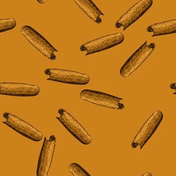 Pattern aromatic cinnamon sketch hand drawn Illustration
