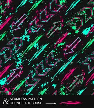 Pattern with of arrows, pointers, splattered paint Illustrazione stock