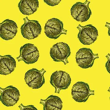 Pattern artichoke cut sketch hand drawn Stock Illustration