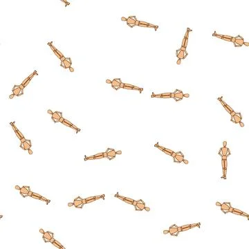 Pattern artisan wood man model cartoon vector Illustrazione stock