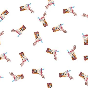 Pattern asian bubble tea cartoon vector Stock Illustration