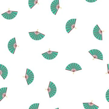 Pattern asian hand fan cartoon vector Stock Illustration