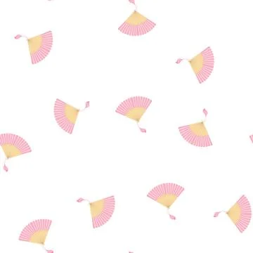 Pattern asian hand fan folding cartoon vector Stock Illustration