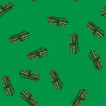 Pattern asparagus green sketch hand drawn illustration Stock Illustration