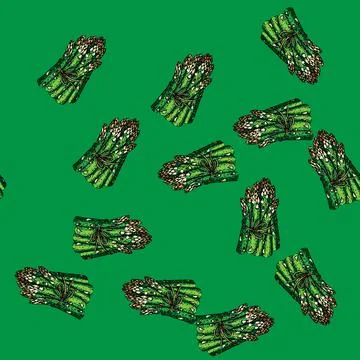 Pattern asparagus green sketch hand drawn illustration Stock Illustration