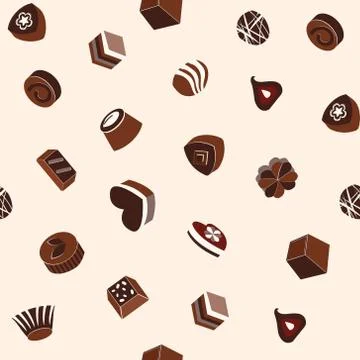 Pattern of assortment of chocolates and cookie Stock Illustration