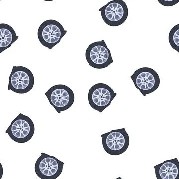 Pattern automobile wheel having flat tire and puncture problem Stock Illustration