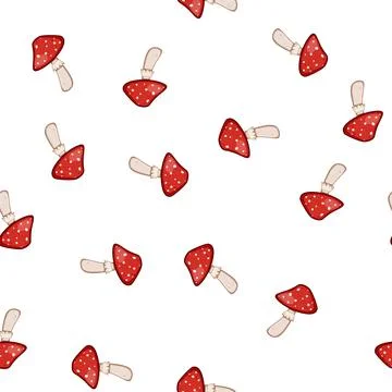 Pattern autumn fly agaric cartoon vector Illustrazione stock