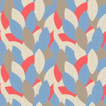 Pattern Autumn leaf red blue beige pastel colors, creativity color. Illustrazione stock