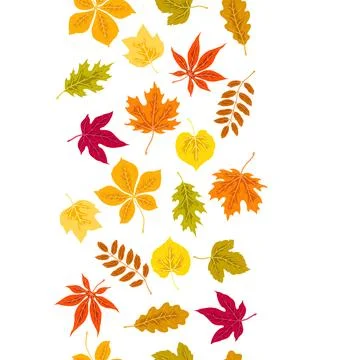 Pattern with autumn leaves. Background with various foliage. Stock Illustration