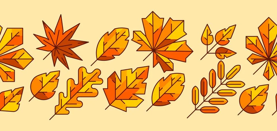Pattern with autumn leaves. Background with various foliage. Stock Illustration