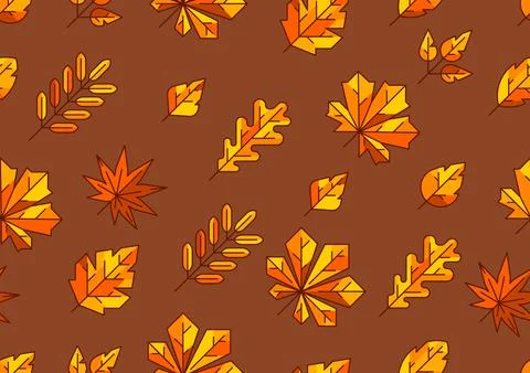 Pattern with autumn leaves. Background with various foliage. Illustrazione stock