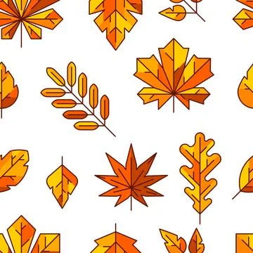 Pattern with autumn leaves. Background with various foliage. Stock Illustration