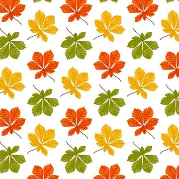 Pattern from autumn leaves. Falling leaf seamless background with chestnut .. Illustrazione stock