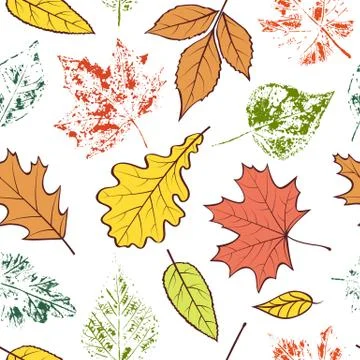 Pattern with autumn leaves Stock Illustration