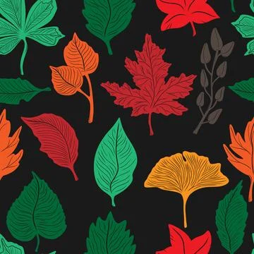 Pattern autumn leaves seamless. Wallpaper, fabric printing, packaging and pap 스톡 일러스트