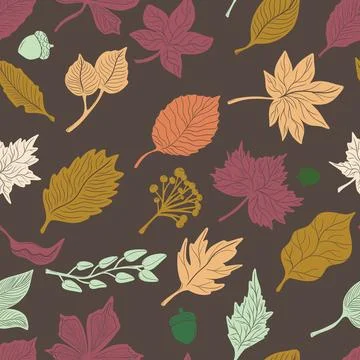 Pattern autumn leaves seamless. Wallpaper, fabric printing, packaging and pap Illustrazione stock
