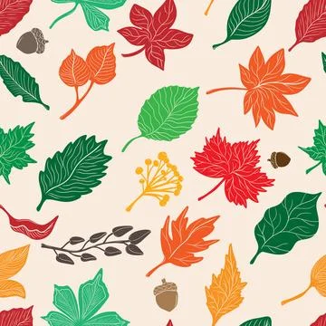 Pattern autumn leaves seamless. Wallpaper, fabric printing, packaging and pap Illustrazione stock