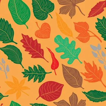 Pattern autumn leaves seamless. Wallpaper, fabric printing, packaging and pap Stock Illustration