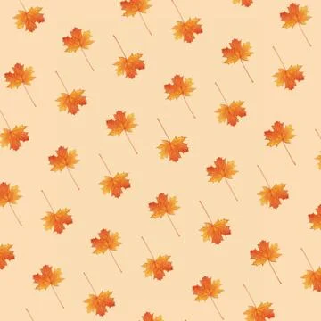 Pattern autumn maple leaf orange-red on orange background 库存插图