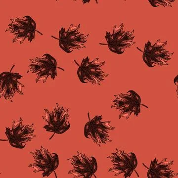 Pattern autumn maple leaf sketch hand drawn 스톡 일러스트