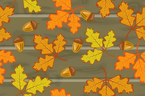 Pattern autumn oak leaves and acorns Ilustração Stock