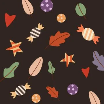 Pattern autumn object on white background vector Stock Illustration