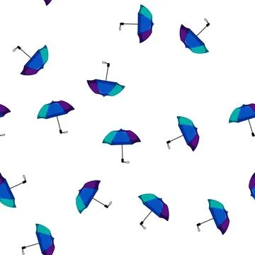 Pattern autumn umbrella rain cartoon vector Illustration