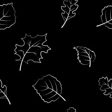 Pattern autumn witch foliage on a black background.Vector illustration Stock Illustration