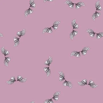 Pattern aviation wings sketch hand drawn Illustrazione stock